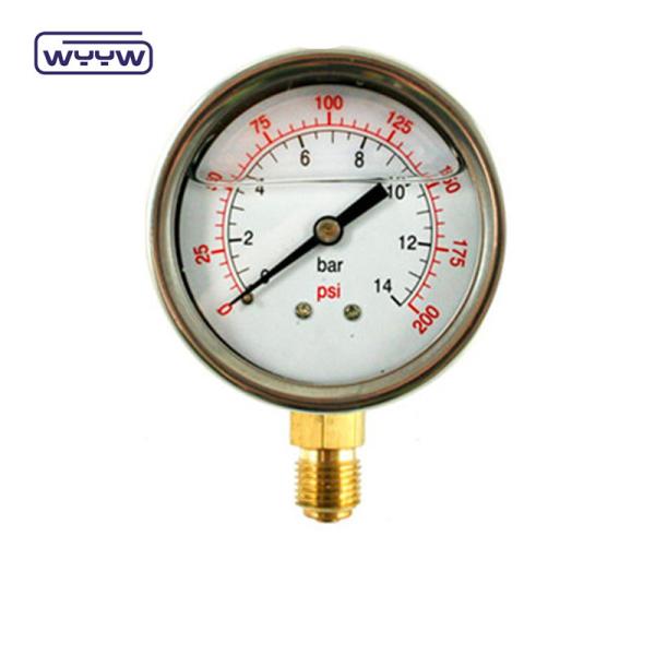 EN837-1 Glicerina 63mm 1psi 0- 600 Psi Npt 1/4 Medidor de pressão cheio de óleo