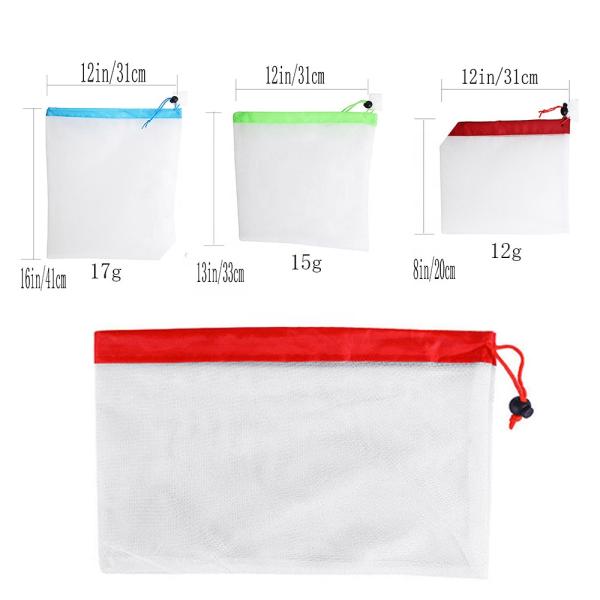 Многоразовые плоды кухни сетки Эко дружелюбные и сумки хранения еды производят полиэстер черных сумок сетки веревочки белый наградной