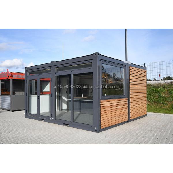 20ft Container Store Wood Grain Metal Frame Hotel Mobile House with Galvanized Steel Square Tubes and Flat Packaging