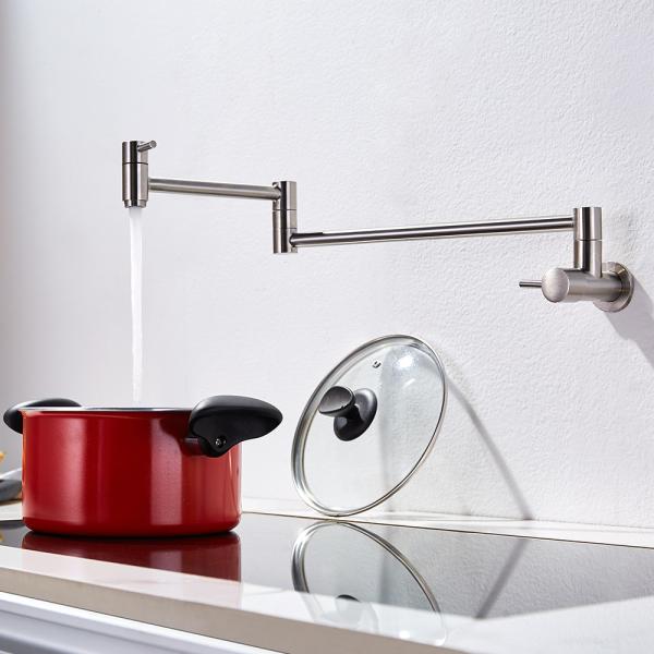 Steel 304/316 material Wall Mount Folding 360 Swivel Double Joint Spout Kitchen Sink Water Tap Faucet Pot Filler