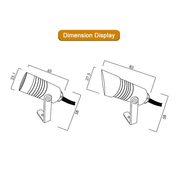 Outdoor Garden Spot Light 1W IP65 DC24V Warm White Garden Lighting For Trees Walls