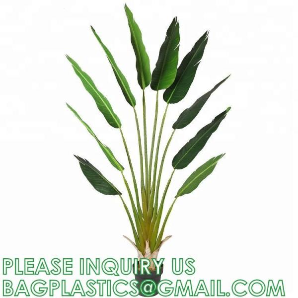 Artificial Bird of Paradise Plants 6 Ft Fake Tropical Palm Tree with Trunks in Pot and Woven Seagrass Belly Basket