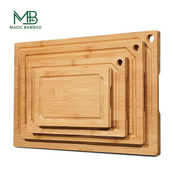 OEM/ODM aceito Custom gravado 3 tamanhos Solid Bamboo Chapping Board Set para cozinha