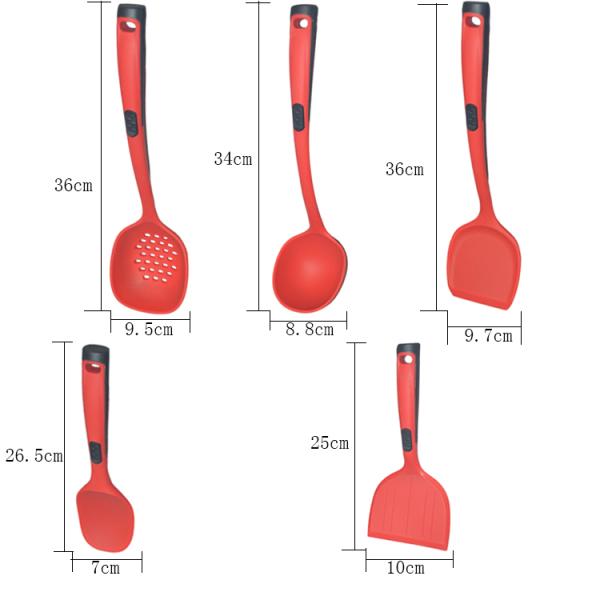 Устойчивый набор утвари силикона 5 частей Kitchenaid Eco шпателя силикона дружелюбный