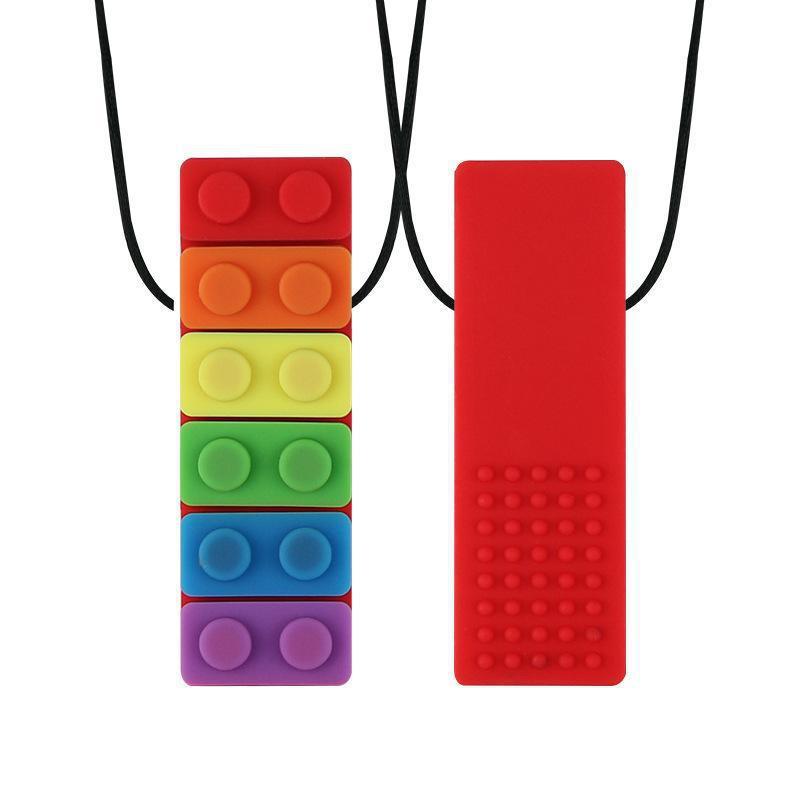 Single-Color Rainbow Silicone Building Block Chewing Stick for Children, BPA