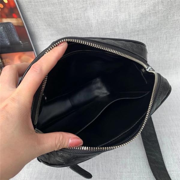 Authentic Ostrich Skin Men Small Casual Flap Purse Genuine Exotic Leather Single Cross Shoulder Bag Male Messenger Bag