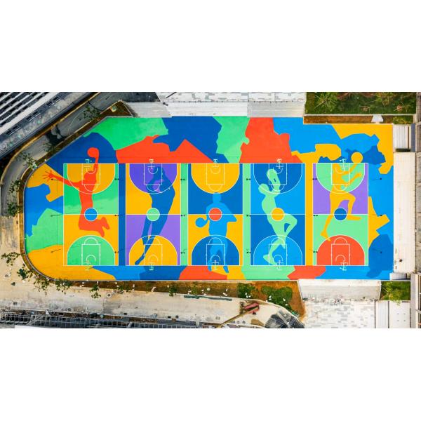 Indoor & Outdoor Eco-friendly Semi-prefabricado Coro deportivo elástico pista de baloncesto pickleball tenis pista de futsal suelo