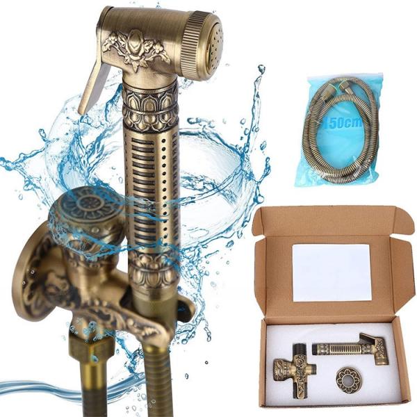Solid Brass High Pressure Vintage Wall Mount Shower Toilet Bathroom Handheld Bidet Diaper Set Bathroom