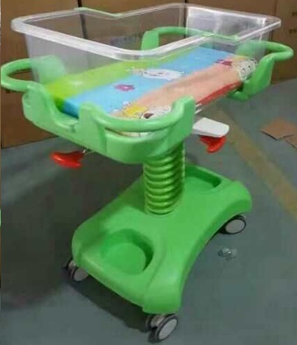 Berceau pour bébé en plastique transparent pour pouponnière, hôpital, chariot, lit bébé avec matelas