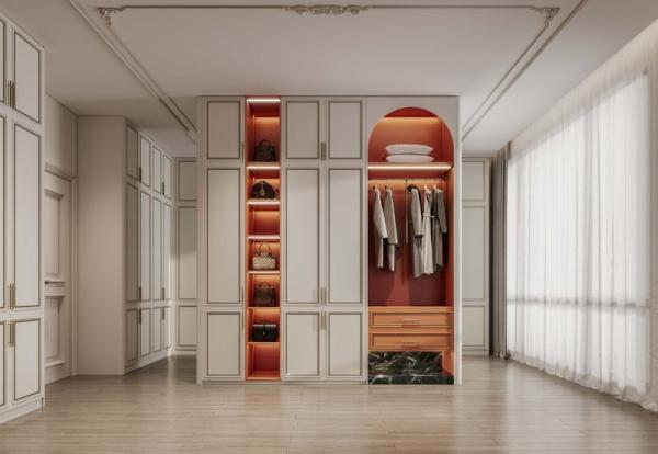 Lujo Amplio Custom Walk In Closet Acero inoxidable estilo francés Paseo en el closet