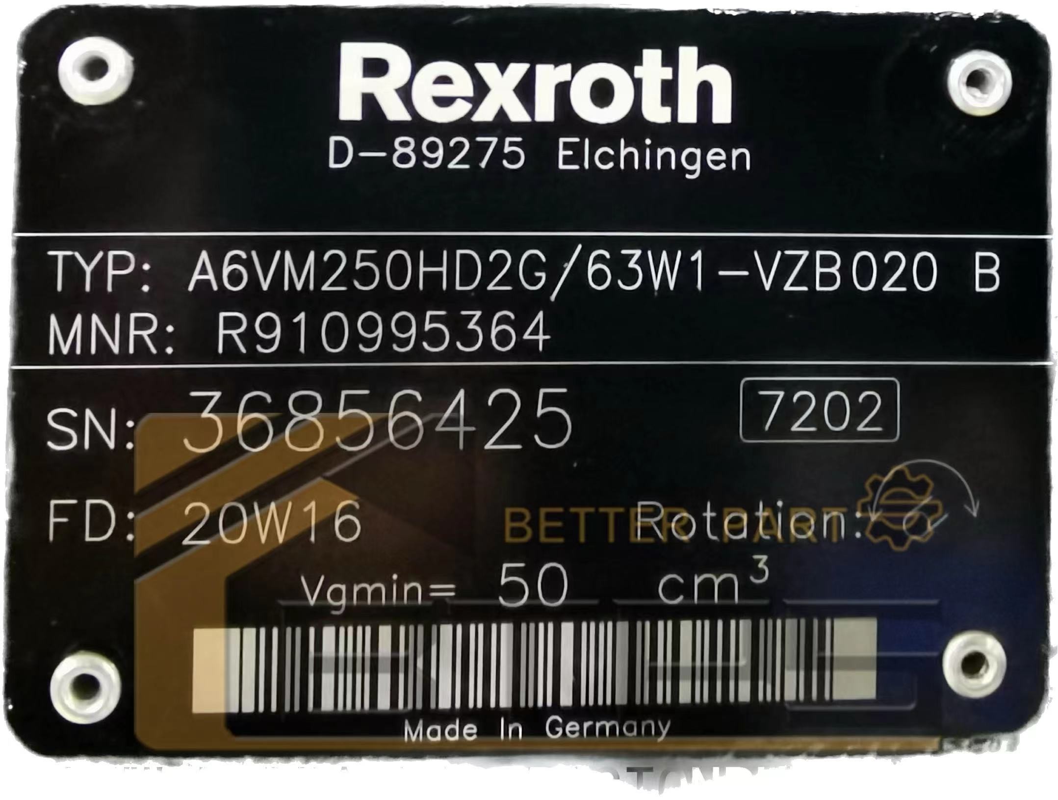 Гидравлический двигатель A6VM107HA2T/63W-VAB020 переменный поршневый двигатель высокоскоростной двигатель A6VM