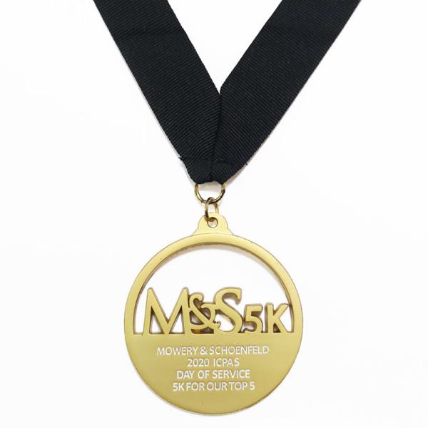 Die Cast Zinc Alloy 5K Running Metal Sports Medal Round Shape With Hollow Out Detail