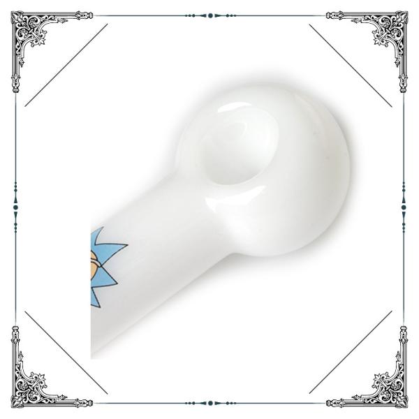 Rick / Morty Glass Smoking Pipe White Color Smoking Spoon Pipe Pocket For Tobacco