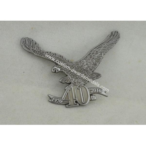 Customized Zinc Alloy 3D Military Emblem , Antique silver Police Pin Badge