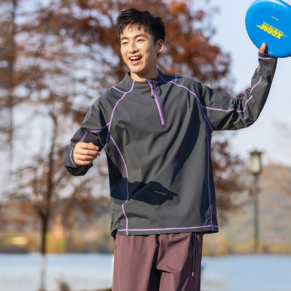 Half Zip Stand Collar Quick Dry Cycling Long Sleeve Knit Top, Custom OEM ODM Sport Tee