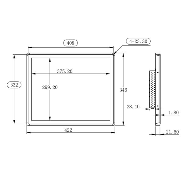 19 Inch Android Embedded Display Fully Enclosed Industrial Metal Display Cabinet Machine