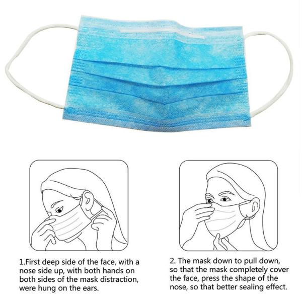 Earloop Anti Epidemic Products , 195x75mm 3 Ply Disposable Face Mask
