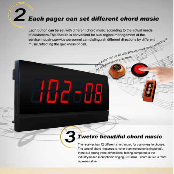 Camareiro sem fio de longa distância toque para restaurantes, hotéis, cafés, hospitais