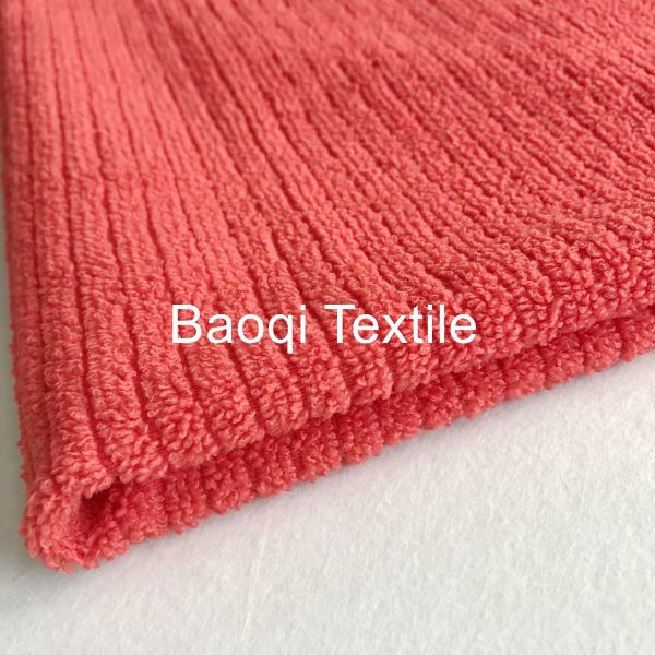 Red solid stripe 100% poly bathroom absorbent water drying wipe,cake towels kitchen cleaning rags size 38*51cm