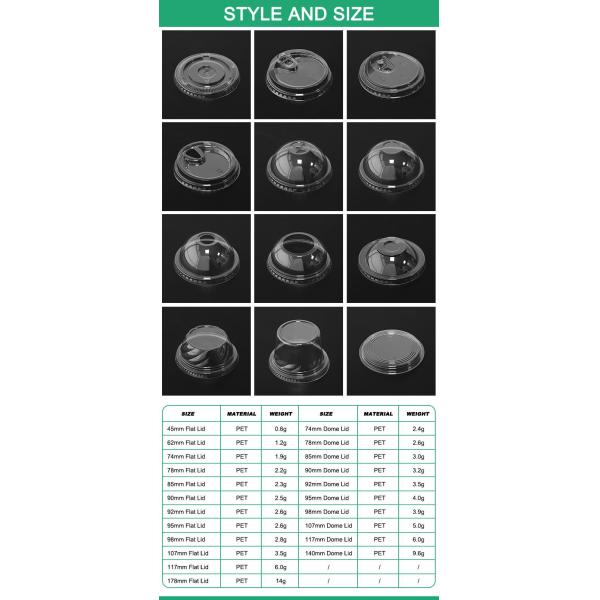 Пищевой PLA Пластмассовый сводчатый купольный крышка одноразовые прозрачные мороженые слизистые крышки