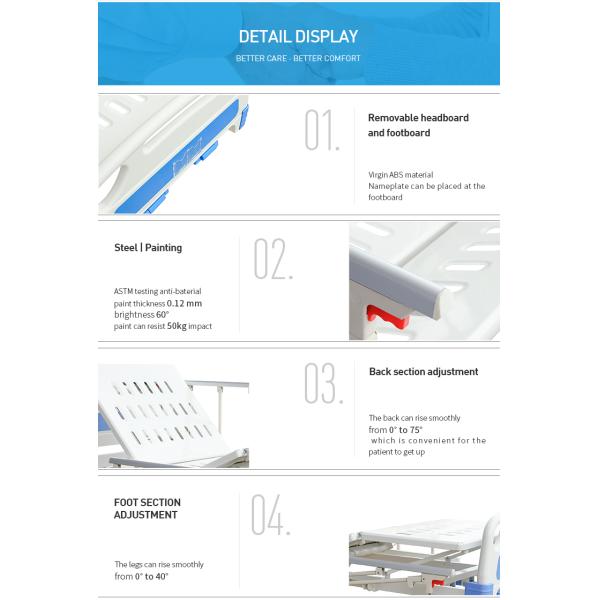 Anti-age Manual Hospital Beds Aluminum alloy side rails two cranks