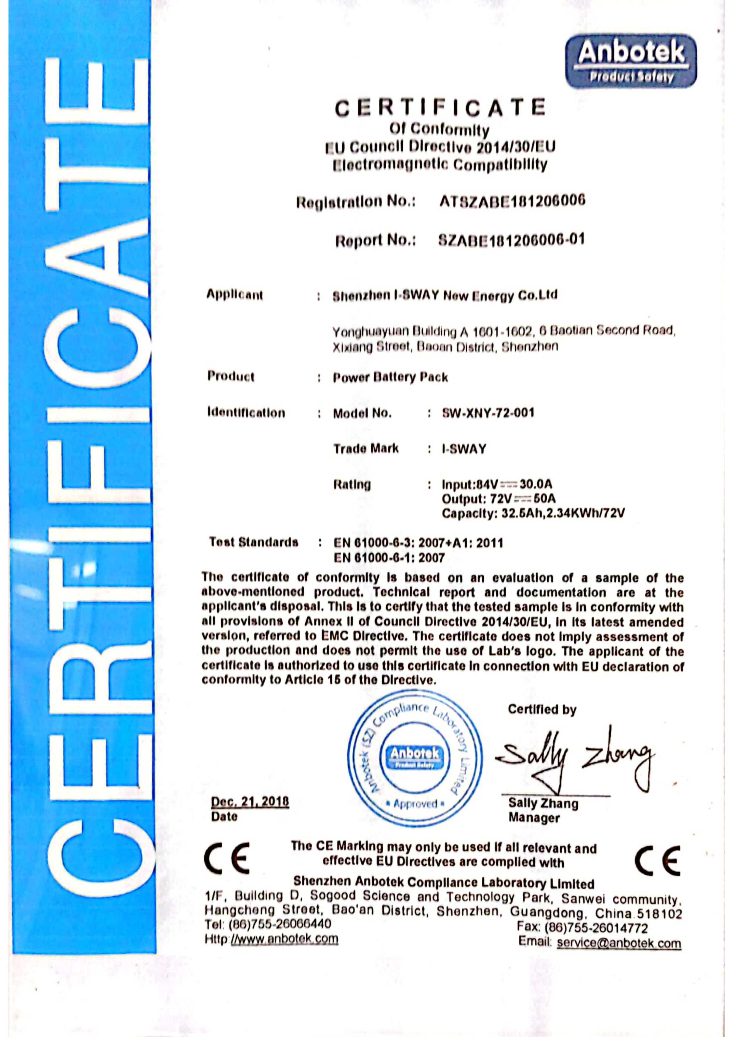 Shenzhen Zhengtang Technology Co. Сертификации