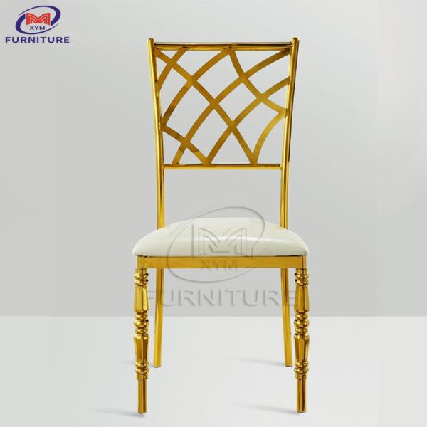 Online Celebrity Wedding Hotel Banquet Chair Gold Stainless Steel