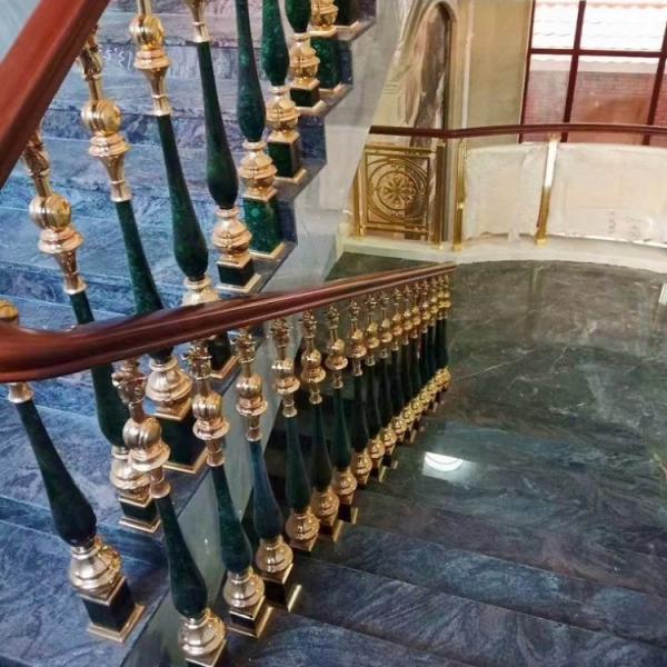 Premium Hotel Metal Stair Railing Malachite Green Metal Railings For Stairs