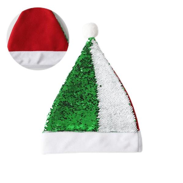 Personalized Sublimation Christmas Hats Red And Green Sequin Santa Hat