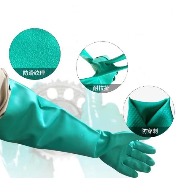 Unflocked Green Nitrile Glove 45cm 22mil Chemical Gloves Nitrile Industrial Work