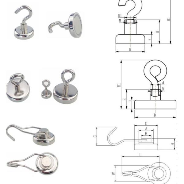 Strong NdFeb Magnet Magnetic Hook Assembly , magnetic product with CNC assembly With ISO RoHS Certification