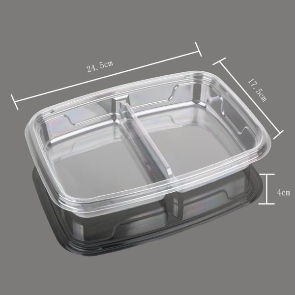 Clear PET FDA 2 Compartment Disposable Food Containers