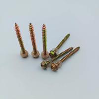 Zinc Coated ST4.8-ST6.3 Hexagonal Head Wood Tapping Screws With Washer Slotted End