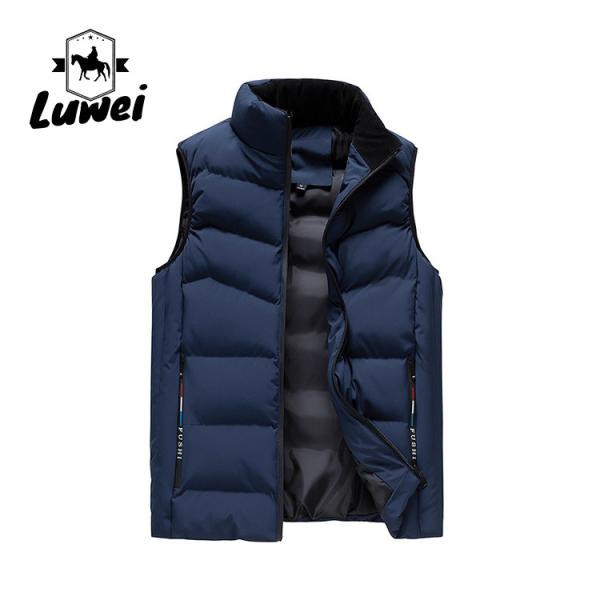 Desenho personalizado Vestuário quente sólido Zip Utilidade sem mangas Slim Algodão Colete de algodão Homens Vestido de tamanho maior