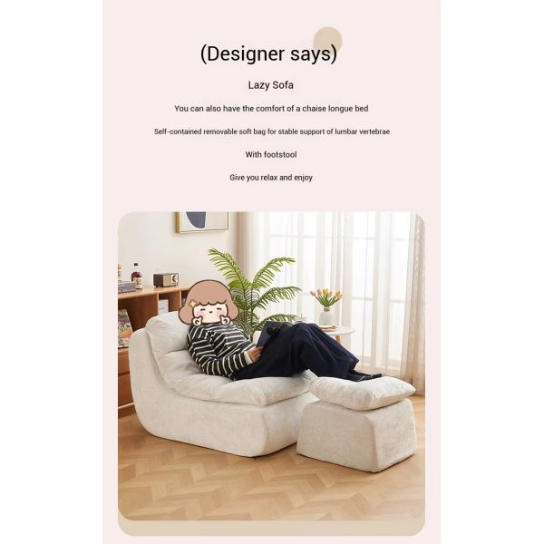 Wholesale Modern Living Room Backrest Cushion Lazy Lounge Recliner Sofa Chair Single Seat Bean Bag Sofa for Apartment Balcony