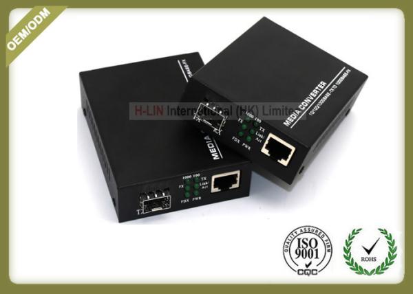 10 / 100 / 1000M Fiber Optic Media Converter External Power With 1 SFP Slot RJ45 Port