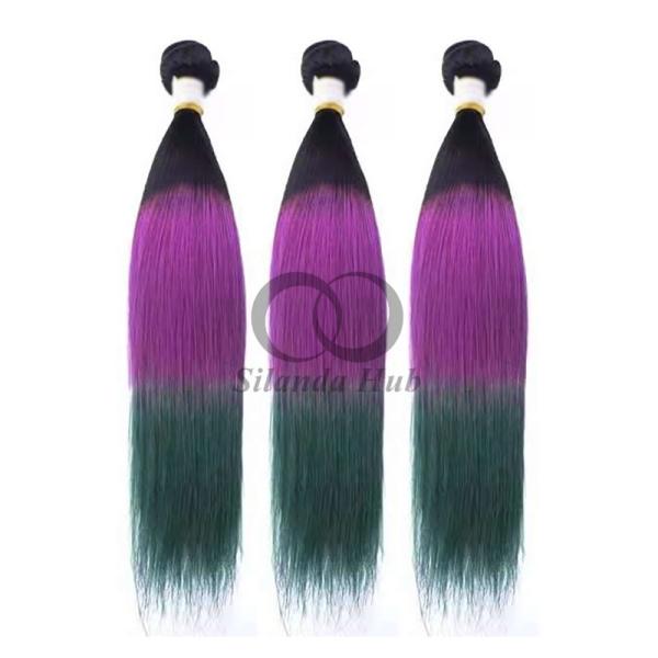 #T1B/Purple/Green Straight Remy Human Hair Bundles Sew In Weave Bundles Brazilian Bundle Deals