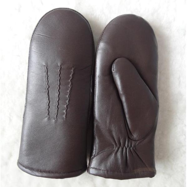 Australian Goat Skins Leather Mitten Warm Lamb Fur Shearing Lining Nappa Winter Gloves for Men