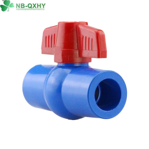 Chinese PVC Compact Ball Valve with Glue Connection Form and All Size of Colorful Box