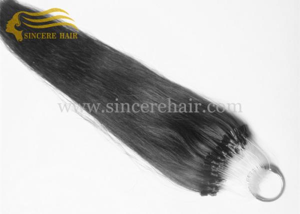 20 Micro Ring Hair Extensions - 50 CM Jet Black Micro Ring Loop Hair Extensions 1.0 G / Strand For Sale