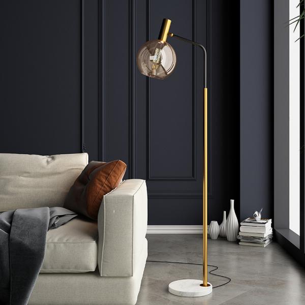 Modern LED Standing Light Living Room Bedroom Study Glass Lamp Black Gold White Metal Marble Floor Lights(WH-MFL-92)