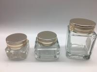 Os frascos de creme de vidro do quadrado pequeno galvanizam a impressão com tampão metálico