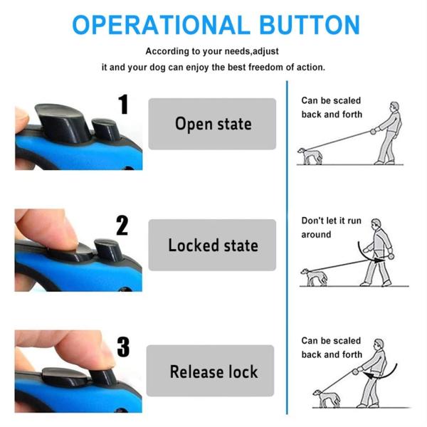 Heavy Duty Retractable Dog Lead Leash Adjustable Extendable Flexi Design 5m Length OEM/ODM