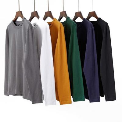 Da camisa longa da luva T do OEM camiseta pura ocasional da cor para o algodão 100% dos homens de alta qualidade