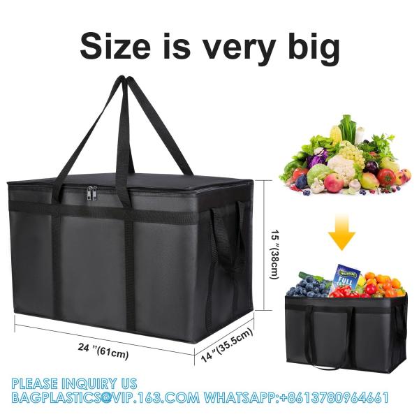 Insulated Food Delivery Bag, XXXL Insulated Reusable Grocery Cooler/Hot Bags, Tote Bag For Shopping/Travel/Doordash