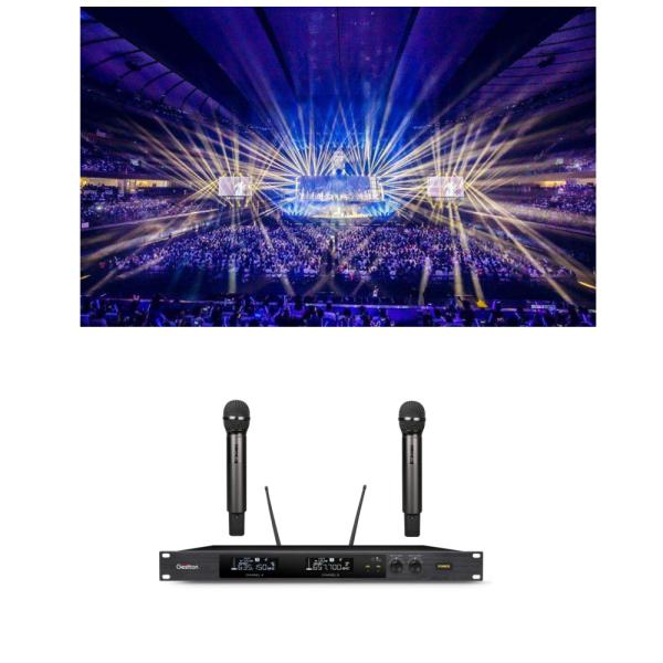 UHF Dual Channel Wireless Microphone ACT Auto Scan Infrared Frequency Teaching