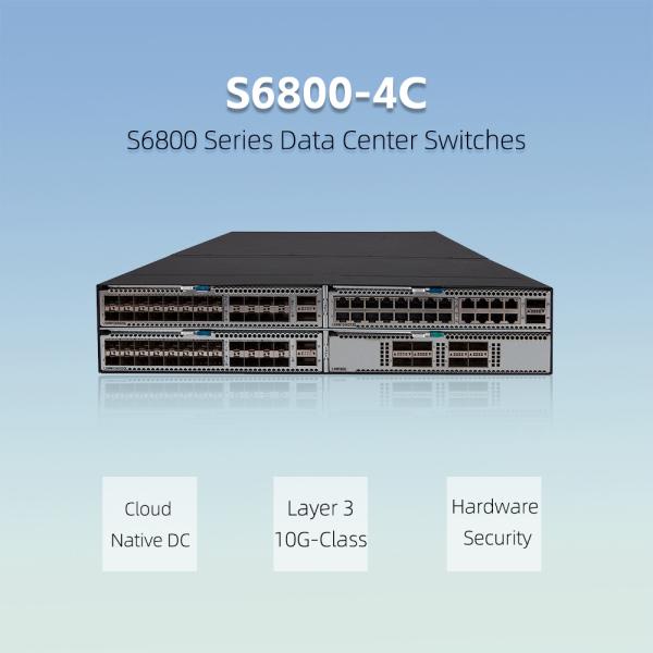 H3C S6800 Series Data Center Switch with 10GE/40GE/100GE/FC/FCoE/Ethernet Ports and 1.44Tbps~2.56Tbps Switching Capacity Featuring VXLAN and EVPN Support