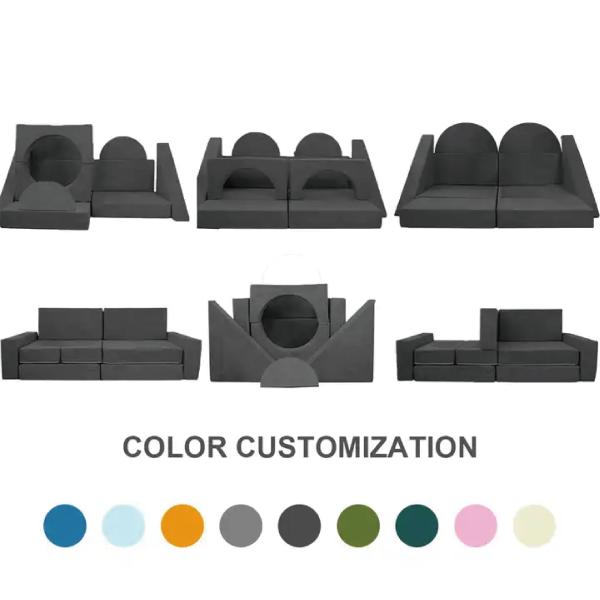 Irregular Floor Children Sofa Foam Modular Sectional 10 Pieces Set in Customized Colors