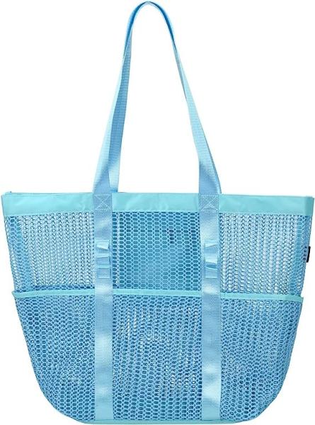 Mesh Beach Tote Large Bag Upgrade for Women with Multiple Pockets for Family Travel Swimming Waterproof Pool Bag