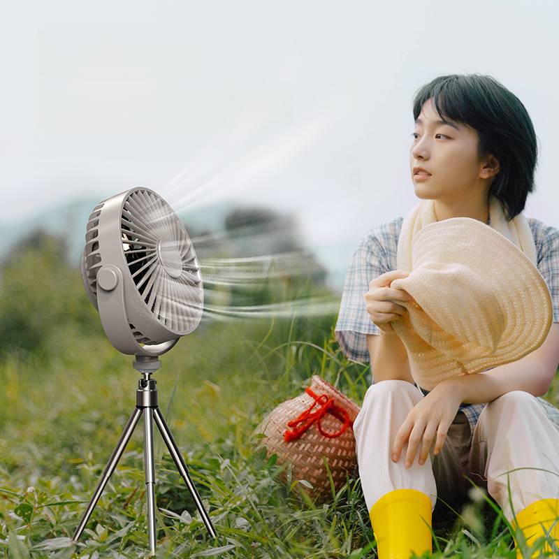 Tripod Pedestal Fan Camping Ceiling Fan With Detachable Bracket 360 Degree Rotation
